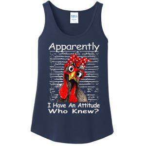 Apparently I Have An Attitude Who Knew Funny Chicken Retro Ladies Essential Tank