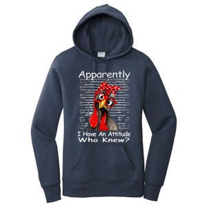 Apparently I Have An Attitude Who Knew Funny Chicken Retro Women's Pullover Hoodie