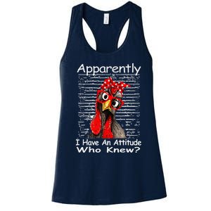 Apparently I Have An Attitude Who Knew Funny Chicken Retro Women's Racerback Tank