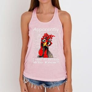 Apparently I Have An Attitude Who Knew Funny Chicken Retro Women's Knotted Racerback Tank