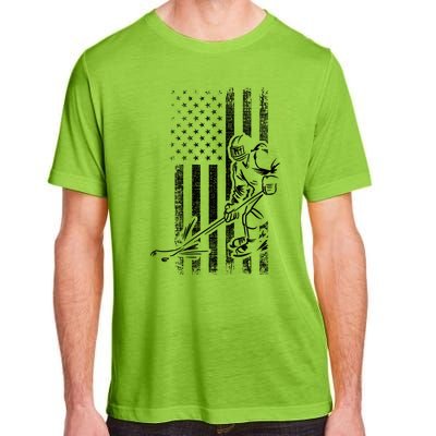 American Ice Hockey Player Grunge Usa Vintage Flag Gift Adult ChromaSoft Performance T-Shirt