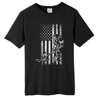 American Ice Hockey Player Grunge Usa Vintage Flag Gift Tall Fusion ChromaSoft Performance T-Shirt