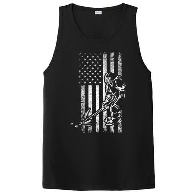 American Ice Hockey Player Grunge Usa Vintage Flag Gift PosiCharge Competitor Tank