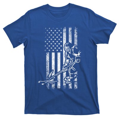 American Ice Hockey Player Grunge Usa Vintage Flag Gift T-Shirt