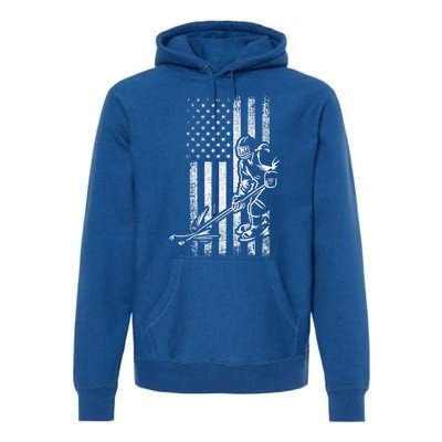 American Ice Hockey Player Grunge Usa Vintage Flag Gift Premium Hoodie