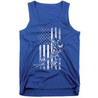 American Ice Hockey Player Grunge Usa Vintage Flag Gift Tank Top