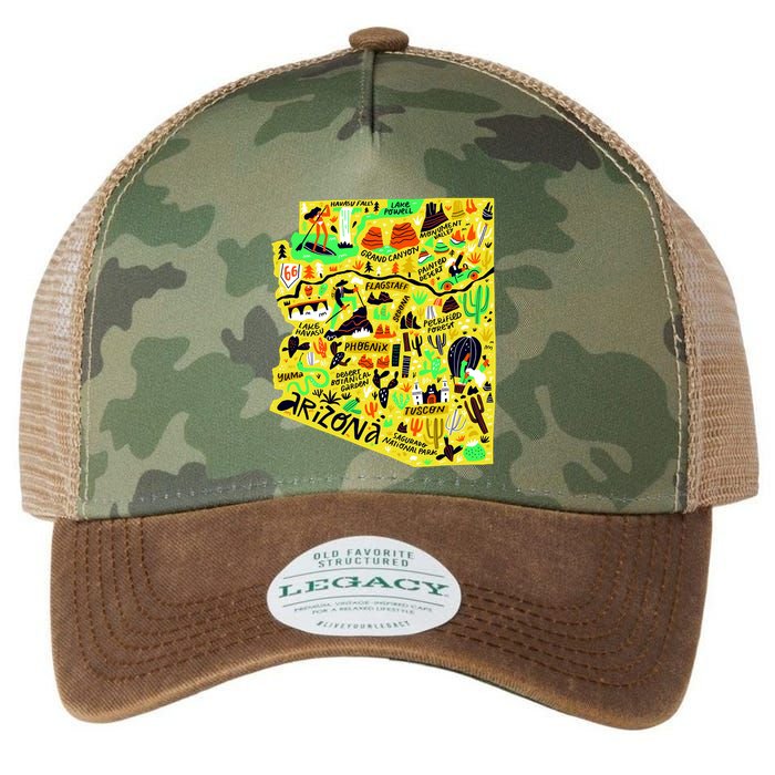Arizona Infographic Hand Drawn Map Legacy Tie Dye Trucker Hat