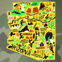 Arizona Infographic Hand Drawn Map Legacy Tie Dye Trucker Hat