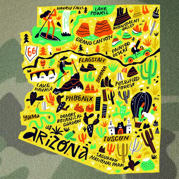 Arizona Infographic Hand Drawn Map Legacy Tie Dye Trucker Hat