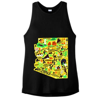 Arizona Infographic Hand Drawn Map Ladies PosiCharge Tri-Blend Wicking Tank