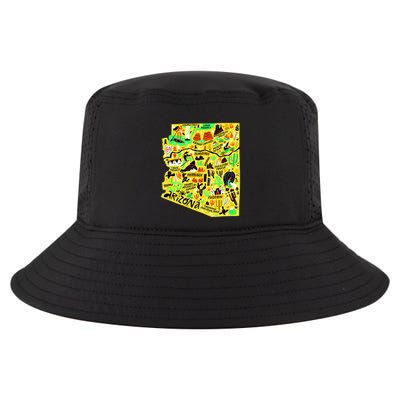 Arizona Infographic Hand Drawn Map Cool Comfort Performance Bucket Hat