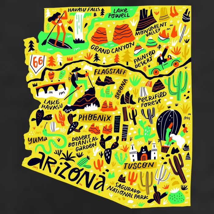 Arizona Infographic Hand Drawn Map Cool Comfort Performance Bucket Hat