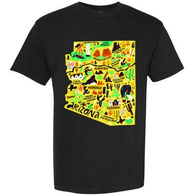 Arizona Infographic Hand Drawn Map Garment-Dyed Heavyweight T-Shirt