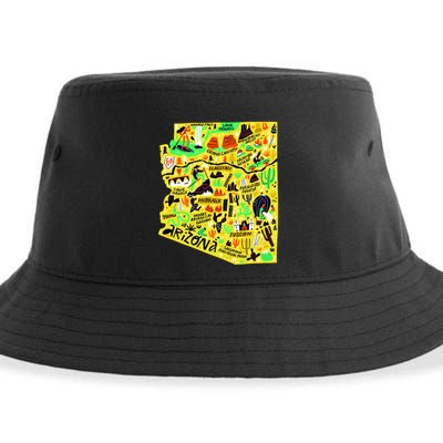 Arizona Infographic Hand Drawn Map Sustainable Bucket Hat