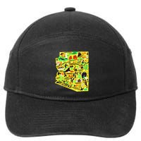 Arizona Infographic Hand Drawn Map 7-Panel Snapback Hat