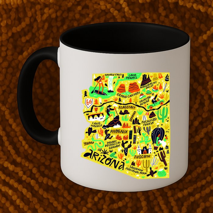 Arizona Infographic Hand Drawn Map Mug