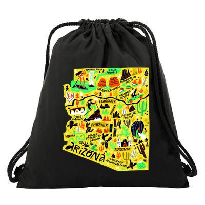Arizona Infographic Hand Drawn Map Drawstring Bag