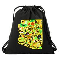 Arizona Infographic Hand Drawn Map Drawstring Bag