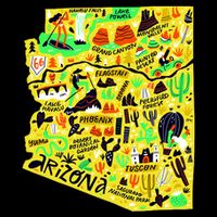 Arizona Infographic Hand Drawn Map Drawstring Bag