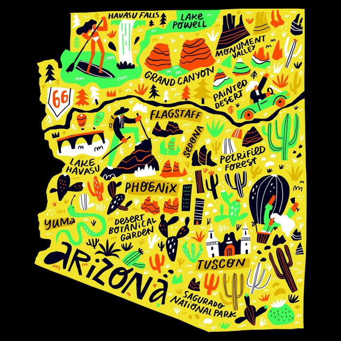 Arizona Infographic Hand Drawn Map Drawstring Bag
