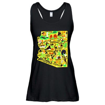 Arizona Infographic Hand Drawn Map Ladies Essential Flowy Tank