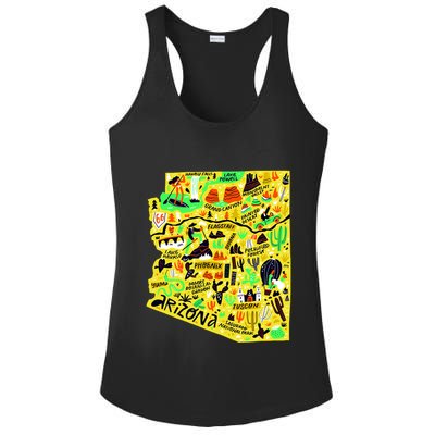Arizona Infographic Hand Drawn Map Ladies PosiCharge Competitor Racerback Tank