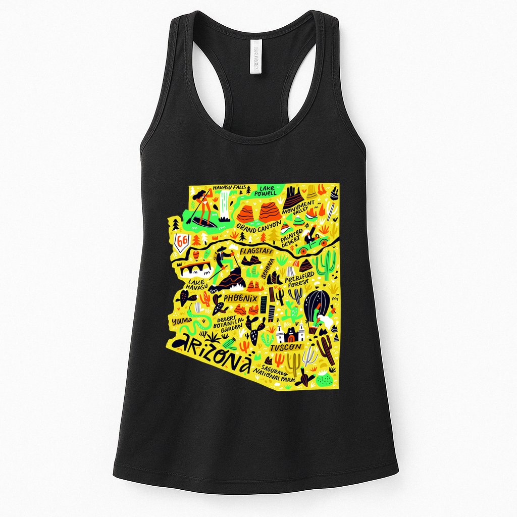 Arizona Infographic Hand Drawn Map Womens Tank Top