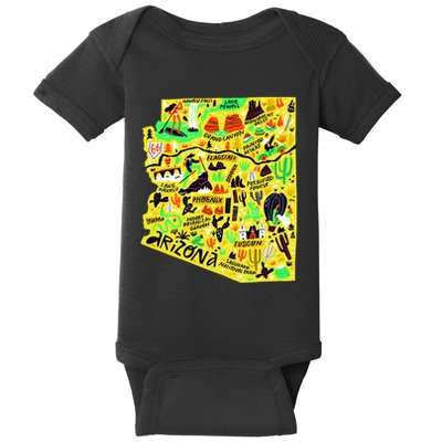 Arizona Infographic Hand Drawn Map Baby Bodysuit