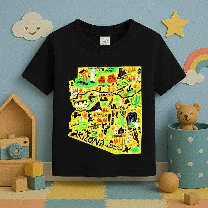 Arizona Infographic Hand Drawn Map Toddler T-Shirt