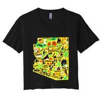 Arizona Infographic Hand Drawn Map Women's Crop Top Tee
