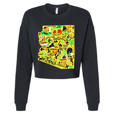 Arizona Infographic Hand Drawn Map Cropped Pullover Crew