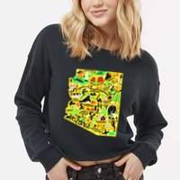 Arizona Infographic Hand Drawn Map Cropped Pullover Crew