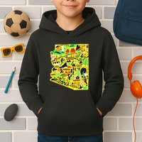 Arizona Infographic Hand Drawn Map Kids Hoodie