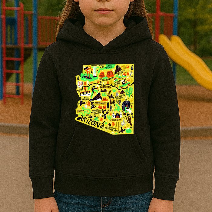 Arizona Infographic Hand Drawn Map Kids Hoodie