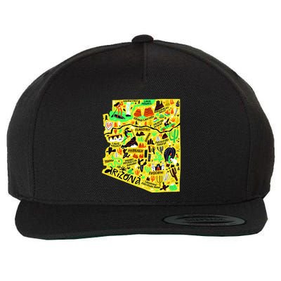Arizona Infographic Hand Drawn Map Wool Snapback Cap