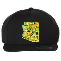 Arizona Infographic Hand Drawn Map Wool Snapback Cap