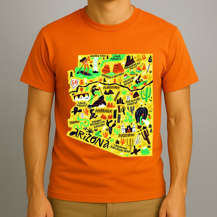 Arizona Infographic Hand Drawn Map T-Shirt