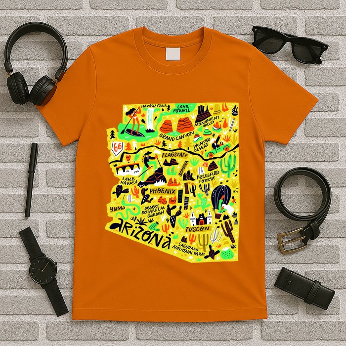 Arizona Infographic Hand Drawn Map T-Shirt