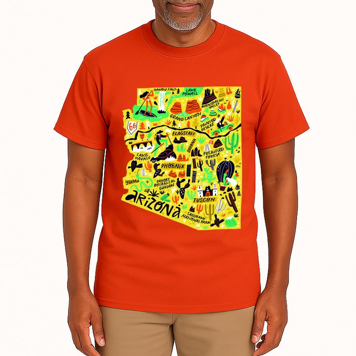 Arizona Infographic Hand Drawn Map Tall T-Shirt