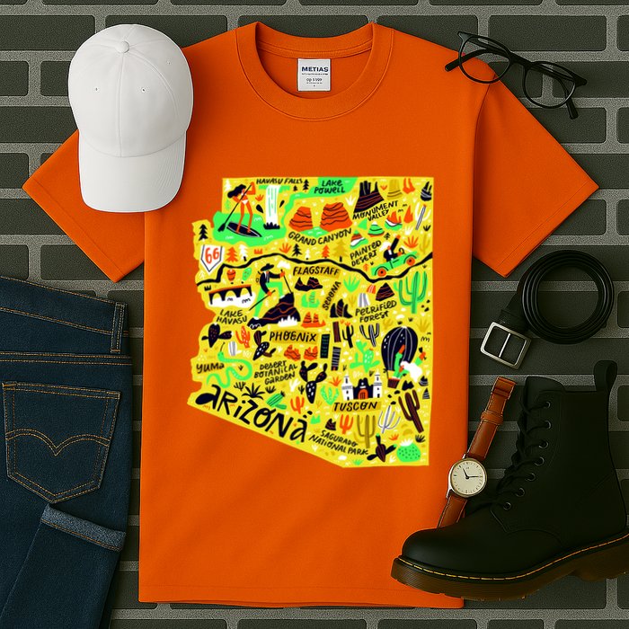 Arizona Infographic Hand Drawn Map Tall T-Shirt