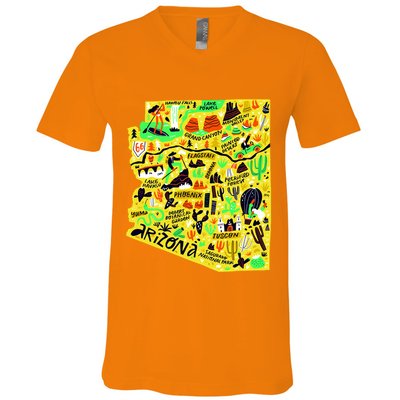 Arizona Infographic Hand Drawn Map V-Neck T-Shirt