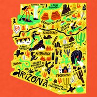 Arizona Infographic Hand Drawn Map Magnet
