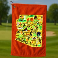 Arizona Infographic Hand Drawn Map Golf Towel