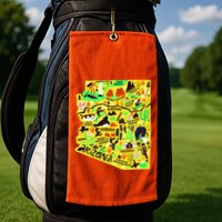 Arizona Infographic Hand Drawn Map Golf Towel