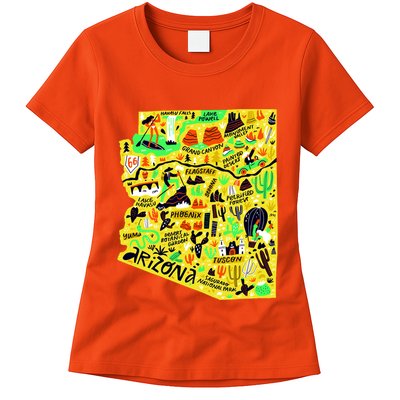 Arizona Infographic Hand Drawn Map Womens T-Shirt