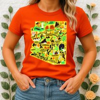 Arizona Infographic Hand Drawn Map Womens T-Shirt
