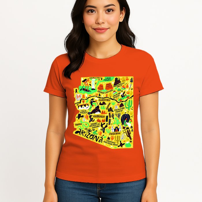 Arizona Infographic Hand Drawn Map Womens T-Shirt