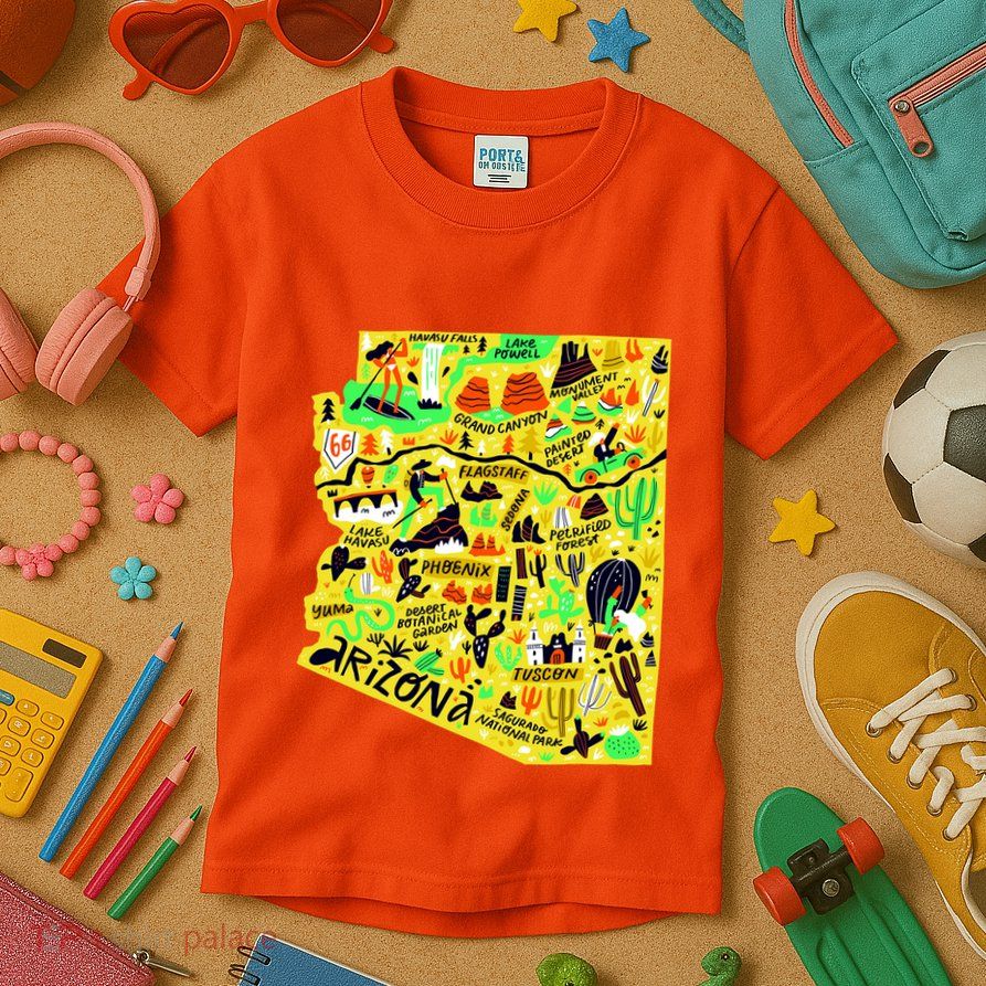 Arizona Infographic Hand Drawn Map Kids T-Shirt