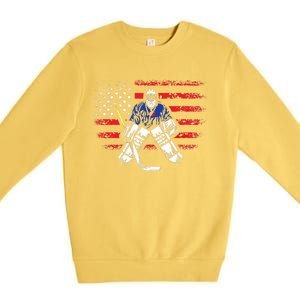 American Ice Hockey Athlete Winter Sport Goalkeeper Premium Crewneck Sweatshirt