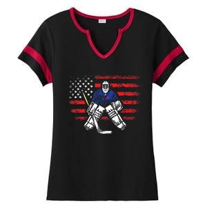 American Ice Hockey Athlete Winter Sport Goalkeeper Ladies Halftime Notch Neck Tee